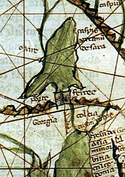 "Georgia" on a medieval mappa mundi, AD 1320