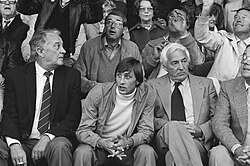 Cruyff with Cor Coster (on the right), his father-in-law and manager.
