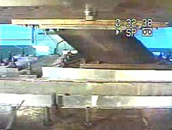 Base isolator being tested at the UCSD Caltrans-SRMD facility