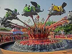 Dumbo the Flying Elephant, as it appears in Hong Kong Disneyland.