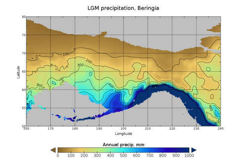 Beringia precipitation 22,000 years ago