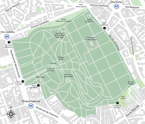 Map of the Père-Lachaise Cemetery