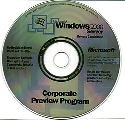 Microsoft Windows 2000 Server Release Candidate 2 media