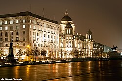 The Cunard Building (left), housing the main offices of Liverpool City Council