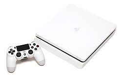 A white PlayStation 4 Slim