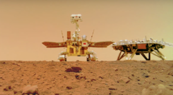 Zhurong selfie with lander, taken by the deployable Tianwen-1 Remote Camera