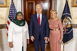 Tanzanian President Samia Suluhu Hassan with US President Joe Biden in Washington, D.C., December 2022