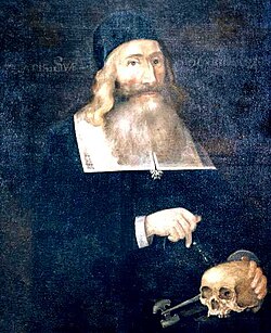 Dr. John Clarke trepanning a skull, c. 1664, in one of the earliest American portraits. Clarke is alleged to have been the first physician to have performed the operation in the New England Colonies.