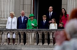 With the royal family on the balcony of Buckingham Palace following the Platinum Jubilee Pageant, June 2022