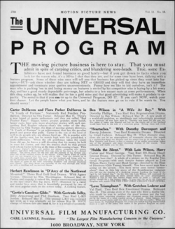 Universal advertisement touting the benefit of the studio's short films to theater operators[17]