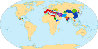Map of the world in 1 AD, just after the end of the 1st millennium BC.