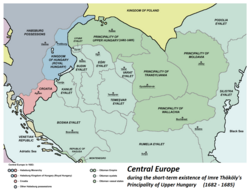 Temeşvar Eyalet and the surrounding Ottoman Hungary in 1683