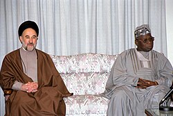Obasanjo with the Iranian president Mohammad Khatami in 1999