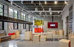 First floor exhibit space in MG2's headquarters in Seattle