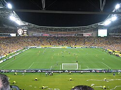 Australia playing Uruguay at Stadium Australia to determine the last qualifying spot for the 2006 FIFA World Cup.