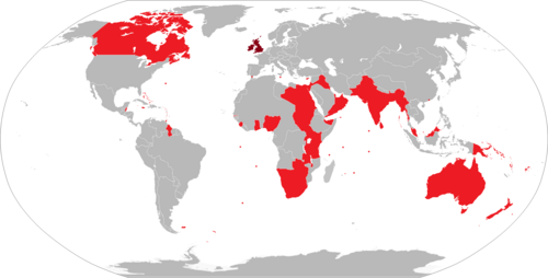 Map of the British Empire in 1922 (Minsar, Gambela and other colonial enclaves not shown). At its height, it was the largest empire in history.