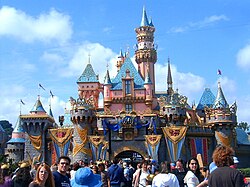 Inauthentic castle in Disneyland amusement park