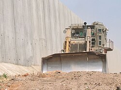Early Israeli construction of West Bank barrier in 2003.