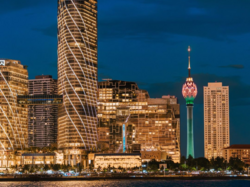 Sri Lanka's commercial capital Colombo city at night, in 2024