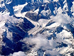 Louis Agassiz's studies of the Unteraar Glacier in the 1840s showed that it moved at 100 m (328 ft) per year.[74]