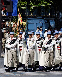 Standard of the 1st Spahi Regiment in 2008. This unit has inherited the flag and battle honours of the 1st Moroccan Spahis of the Army of Africa.