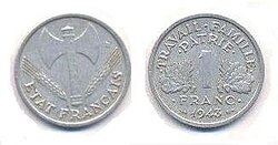 1 franc, Vichy regime
