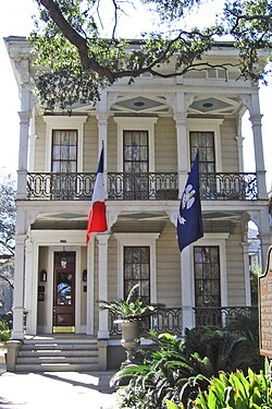 The Musson House, now known as the Degas House, at 2306 Esplanade Avenue. The artist Edgar Degas stayed here with his Musson relatives during 1872–73. The house was completed in 1852.
