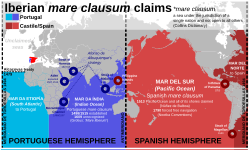 Mare clausum ('closed sea') claims during the Age of Discovery.