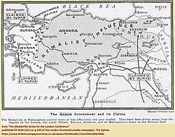 Zones of control held by the Ankara government and the Allies. Istanbul contemptuously referred to anyone who supported the nationalist movement led by Mustafa Kemal as "Kemalîs" or "Kemalcis". Kemalî was used pejoratively as a reference to the Celalî rebels. The foreign press used the term "Kemalists" interchangeably with the word "nationalists" to denote the Ankara-based movement and its armed strength.