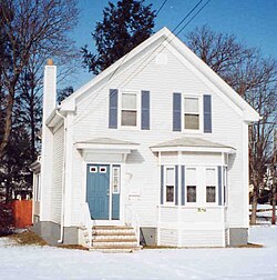 A gablefront house with a bay window