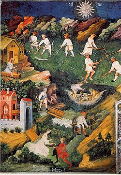 Master Wenceslas [it] (attr.), July, Cycle of Months, Trent (c. 1430).