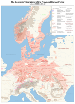Distribution map - reconstruction attempt of Germanic settlement areas