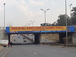 Kashmir Solidarity Day on every 5 February is observed in Pakistan. This banner was hung in Islamabad.