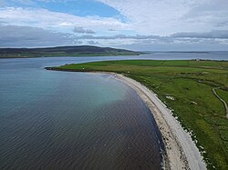 Aerial image of Sands of Evie, a beach near Stenso, Mainland