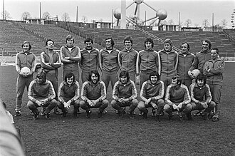 The Belgian national team before a training session in 1977