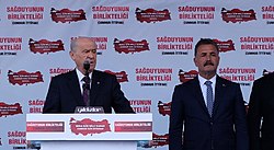 Devlet Bahçeli in Mersin campaigning in support of MHP mayoral candidate Hamit Tuna