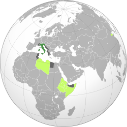 Every territory ever controlled by the Italian Empire at some point in time during World War II Kingdom of Italy Possessions/colonies of Italy Occupied territory and protectorates