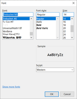 Example of OK and Cancel buttons in Windows Notepad