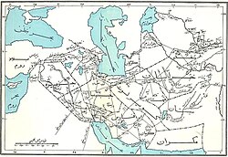 Map showing the Lut Desert during the time of the Abbasid Caliphate as part of a continuum with the Kavir Desert.