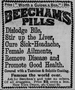 Beecham's slogan in the Los Angeles Herald, July 20, 1893