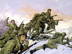 The Puerto Rican 65th Infantry Regiment's bayonet charge against a Chinese division during the Korean War.