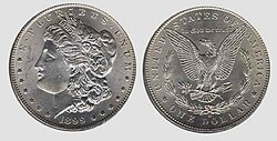 An 1899-O Morgan dollar. Some of the most famous American coins, today they are the most widely available of the types produced in New Orleans.