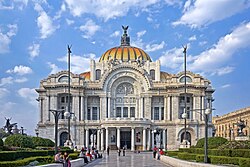 The Palacio de Bellas Artes (Palace of Fine Arts), with murals, artworks and a major performance space