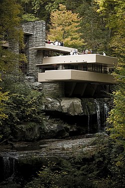 Frank Lloyd Wright's famous Fallingwater is an example of a building.