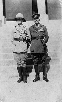 Major RC Earl and Lieut-Col. RJ Tucker, Bermuda Volunteer Rifle Corps, Armistice Day, 1930, in warm weather and temperate officers' Service Dress