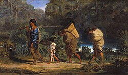 Louisiana Indians walking along a bayou (Alfred Boisseau, 1847)