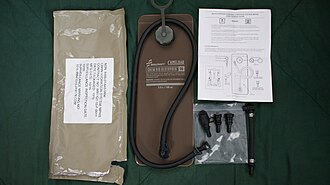 CBRN Version: Camelbak Chem-Bio Hydration Reservoir System, Standard Bite Valve, Type M (MSA), Type A (Avon), and Type S (Scott) Gas Mask Drinking Tube Adapters.