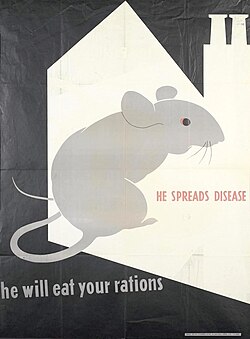 World War II-era poster warning about rats as a disease vector and pest