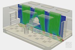 Simulation of a cleanrooms ventilation system using SimScale.
