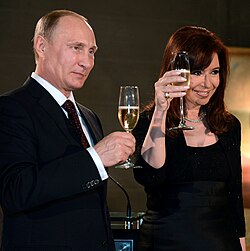 Fernández de Kirchner with Russian President Vladimir Putin in Argentina, July 2014